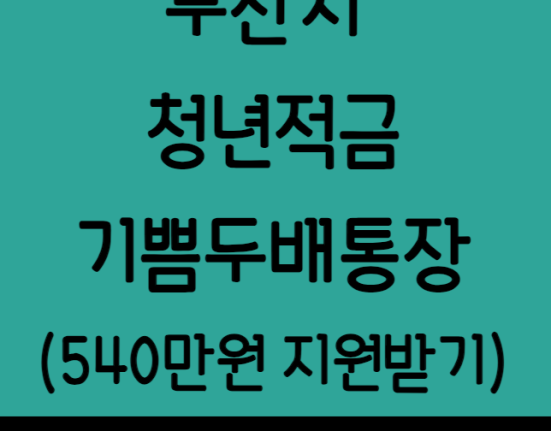 부산시 청년 적금 기쁨두배통장 신청 방법 및 대상 (540만원 지원받기)