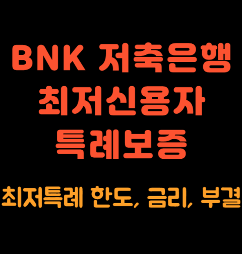 BNK저축은행 최저신용자 특례보증 신청 방법 및 대상 (최저특례 한도 금리 부결)