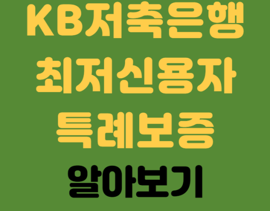 KB저축은행 최저신용자 특례보증 신청 방법 및 자격 조건 (최저특례 한도 금리 부결)