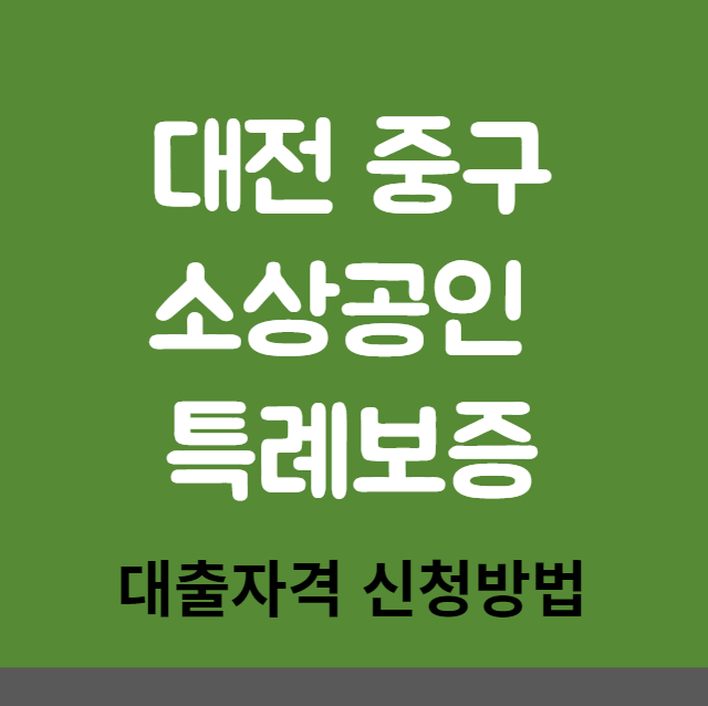 대전 중구 소상공인 특례보증 대출 자격 조건