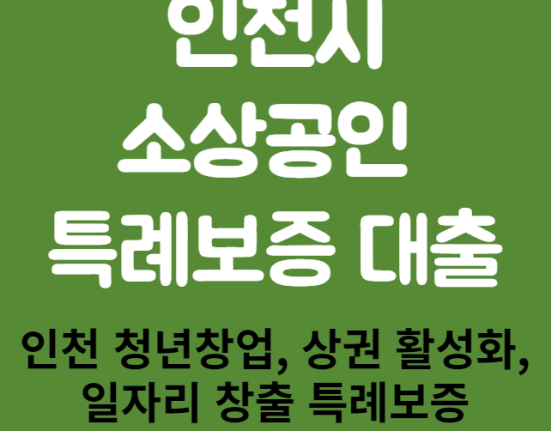 인천시 소상공인 특례보증 대출 신청 방법 및 자격 대상 (인천 청년창업 특례보증, 상권 활성화 특례보증, 일자리 창출 특례보증 이자 지원)