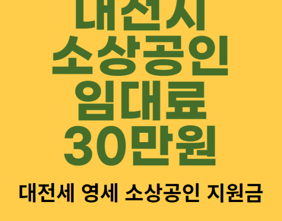 대전시 영세 소상공인 임대료 30만원 신청 방법 및 대상 (대전 자영업자 지원금)