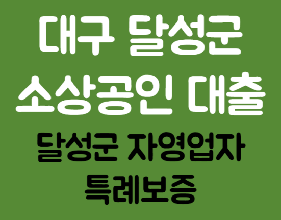 대구 달성군 소상공인 대출 신청 방법 및 대상 (달성군 자영업자 특례보증)