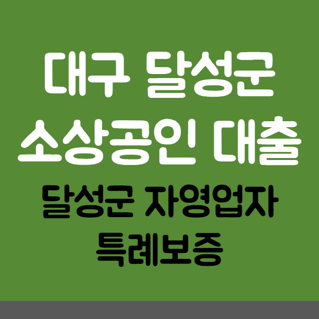 대구 달성군 소상공인 대출 신청 방법 및 대상 (달성군 자영업자 특례보증)