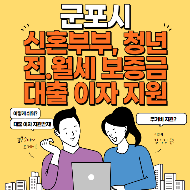 군포시 신혼부부·청년 전월세 보증금 대출이자 지원 신청 방법 및 대상 (전세 월세 대출이자 최대 300만원 지원)