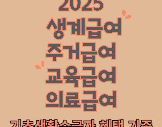 2025 생계급여 주거급여 교육급여 의료급여 조건 및 신청 방법 (기초생활수급자, 혜택, 기준)