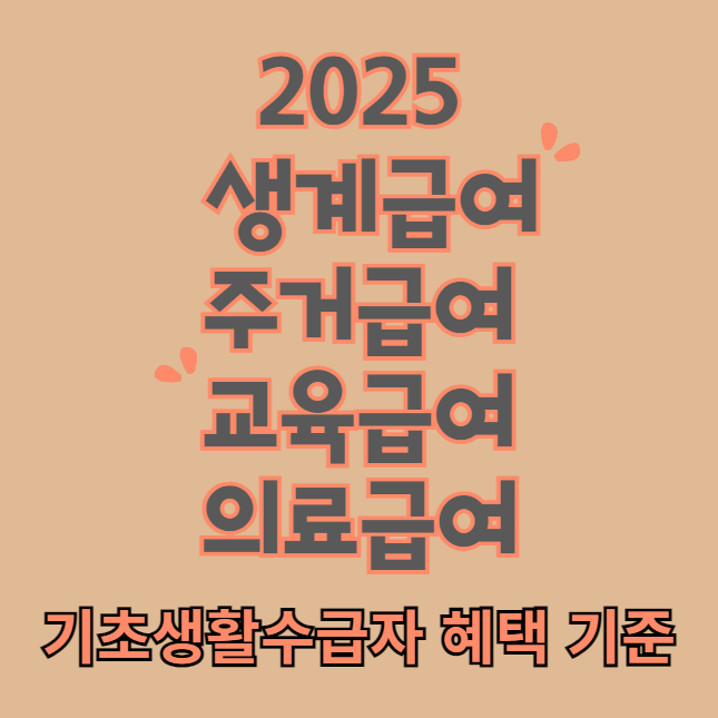 2025 생계급여 주거급여 교육급여 의료급여 조건 및 신청 방법 (기초생활수급자, 혜택, 기준)