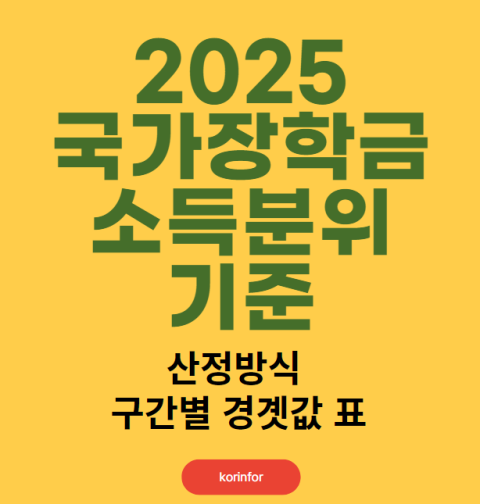 2025 국가장학금 소득분위 기준 및 계산 방법 (9구간)