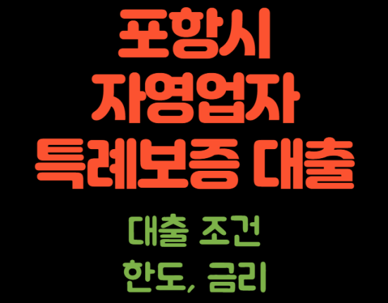 포항시 자영업자 특례보증 대출 신청 방법 및 자격 대상 (대출 조건, 한도, 금리)