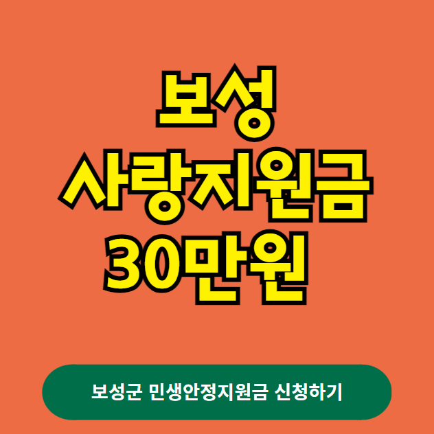 보성사랑지원금 30만원 신청 방법