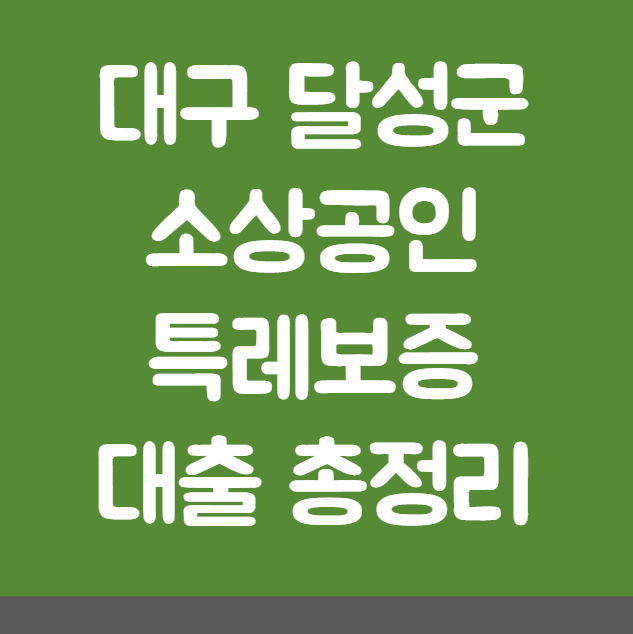 대구 달성군 소상공인 특례보증 대출