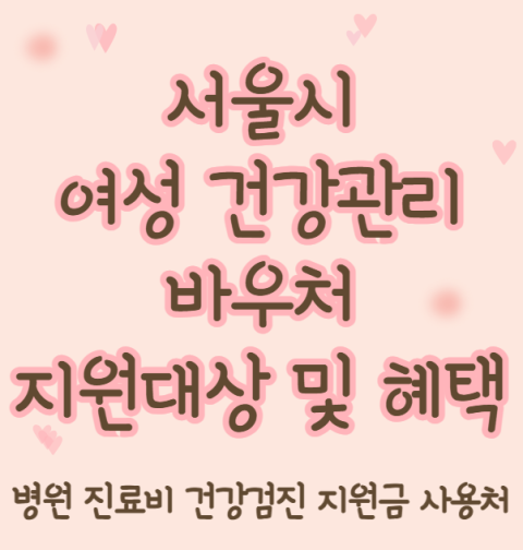 여성건강관리 바우처 신청 방법, 지원 대상 (서울 병원 진료비 건강검진 지원금 사용처)