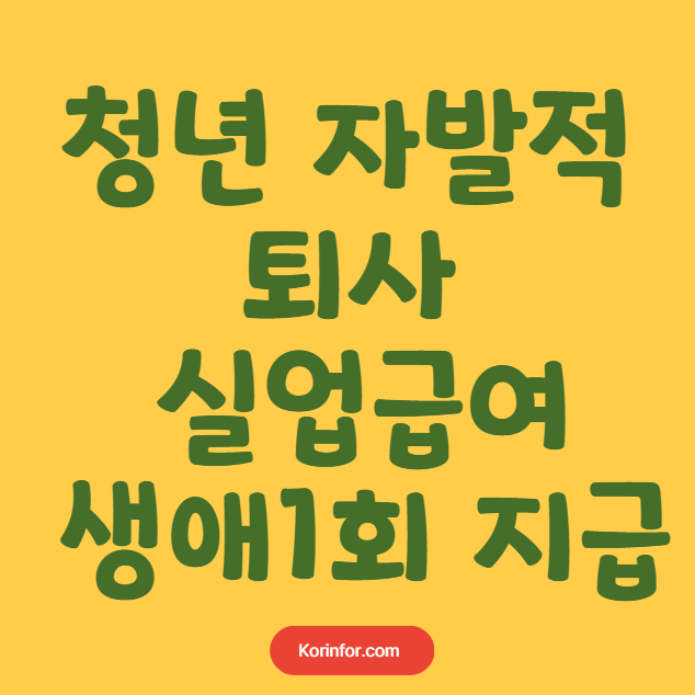 청년 자발적 퇴사 실업급여 생애1회 지급 신청하기