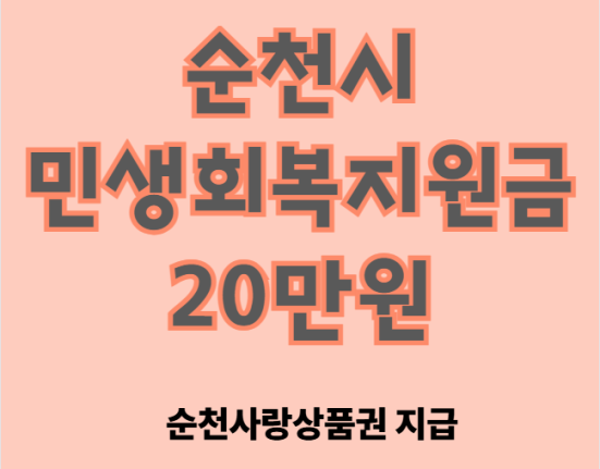 순천시 민생회복지원금 20만원 지급 시기, 신청 방법, 지급 대상, 사용처 총정리 (순천사랑상품권 지급)